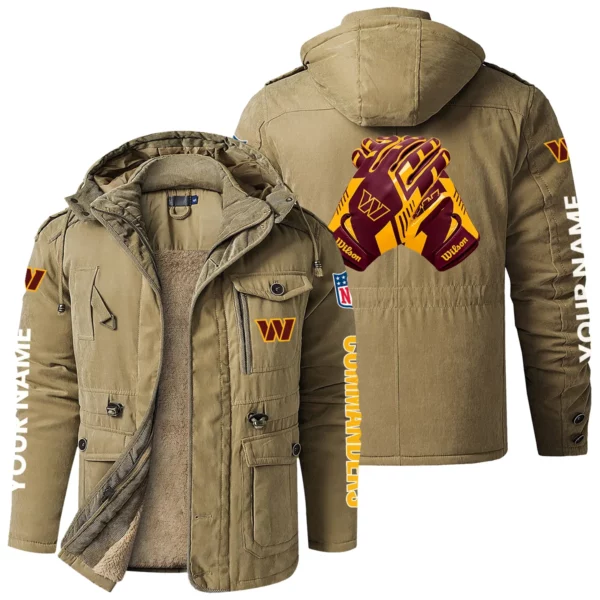 Washington Commanders Windproof Fleece Jacket Hooded Custom Name