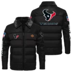 Houston Texans Puffer Jacket Fur Collar Leather Patchwork Custom Name