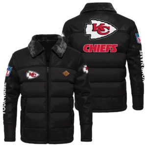 Kansas City Chiefs Puffer Jacket Fur Collar Leather Patchwork Custom Name