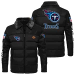 Tennessee Titans Puffer Jacket Fur Collar Leather Patchwork Custom Name
