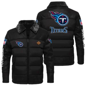 Tennessee Titans Puffer Jacket Fur Collar Leather Patchwork Custom Name