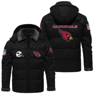 Arizona Cardinals Puffer Jacket Hooded Detachable x PU Leather Custom Name