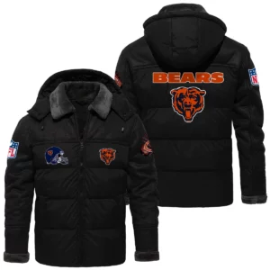 Chicago Bears Puffer Jacket Hooded Detachable x PU Leather Custom Name