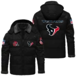 Houston Texans Puffer Jacket Hooded Detachable x PU Leather Custom Name