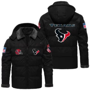 Houston Texans Puffer Jacket Hooded Detachable x PU Leather Custom Name