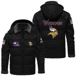 Minnesota Vikings Puffer Jacket Hooded Detachable x PU Leather Custom Name