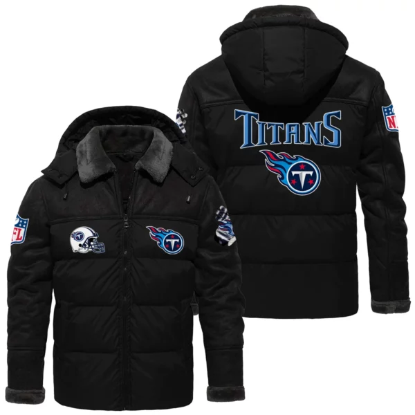Tennessee Titans Puffer Jacket Hooded Detachable x PU Leather Custom Name