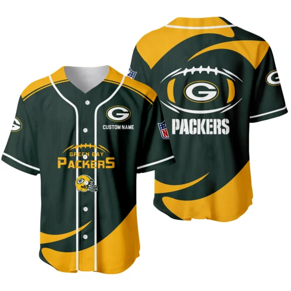 Green Bay Packers Baseball Jersey Limited Edition Premium Short Sleeve Customize Name