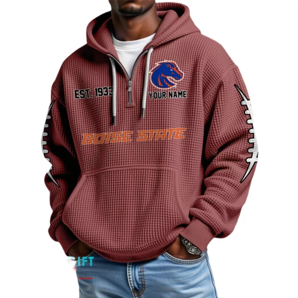 Boise State Broncos Waffle Knit Hoodie Quarter Zip 2026 Limited Personalize Name