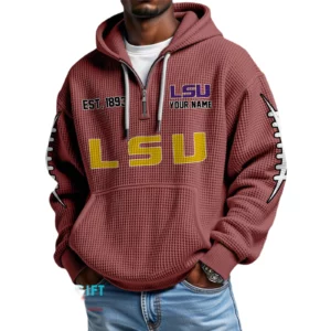 LSU Tigers Waffle Knit Hoodie Quarter Zip 2026 Limited Personalize Name