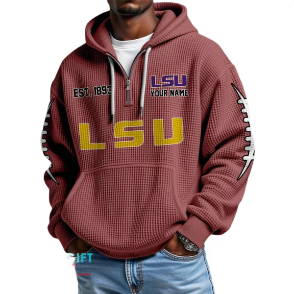 LSU Tigers Waffle Knit Hoodie Quarter Zip 2026 Limited Personalize Name