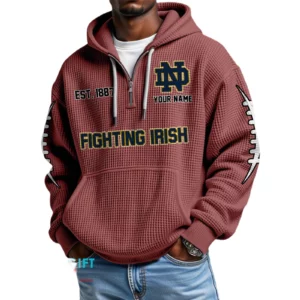 Notre Dame Fighting Irish Waffle Knit Hoodie Quarter Zip 2026 Limited Personalize Name