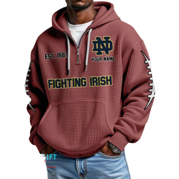 Notre Dame Fighting Irish Waffle Knit Hoodie Quarter Zip 2026 Limited Personalize Name