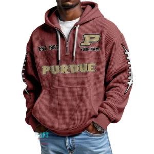Purdue Boilermakers Waffle Knit Hoodie Quarter Zip 2026 Limited Personalize Name