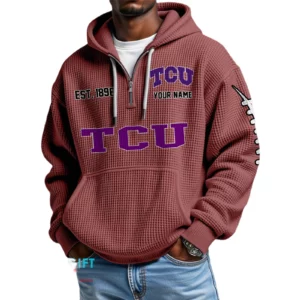 TCU Horned Frogs Waffle Knit Hoodie Quarter Zip 2026 Limited Personalize Name