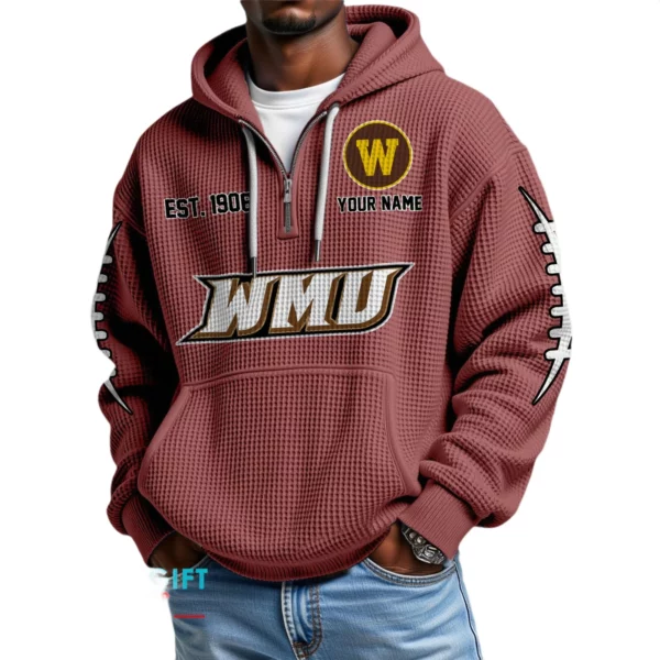 Western Michigan Broncos Waffle Knit Hoodie Quarter Zip 2026 Limited Personalize Name