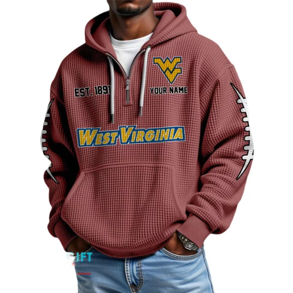West Virginia Mountaineers Waffle Knit Hoodie Quarter Zip 2026 Limited Personalize Name