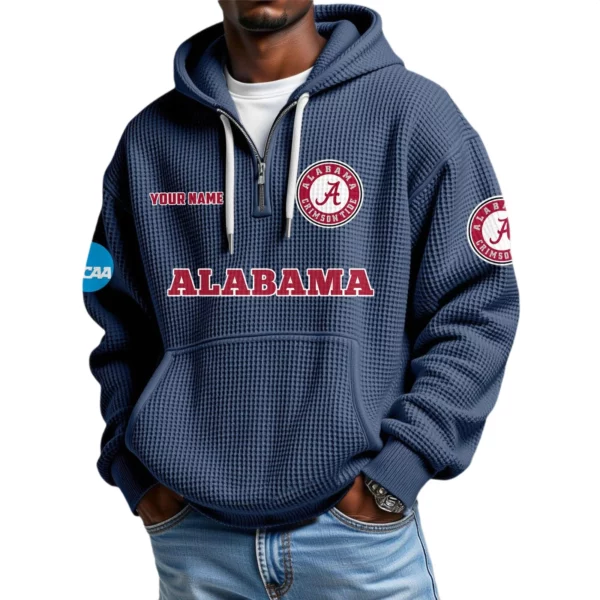 Alabama Crimson Tide Waffle Knit Hoodie Quarter Zip 2026 Limited Customize Name