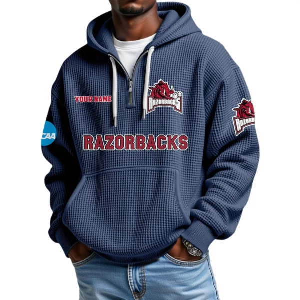 Arkansas Razorbacks Waffle Knit Hoodie Quarter Zip 2026 Limited Customize Name
