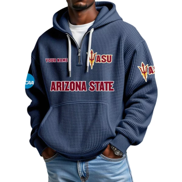 Arizona State Sun Devils Waffle Knit Hoodie Quarter Zip 2026 Limited Customize Name