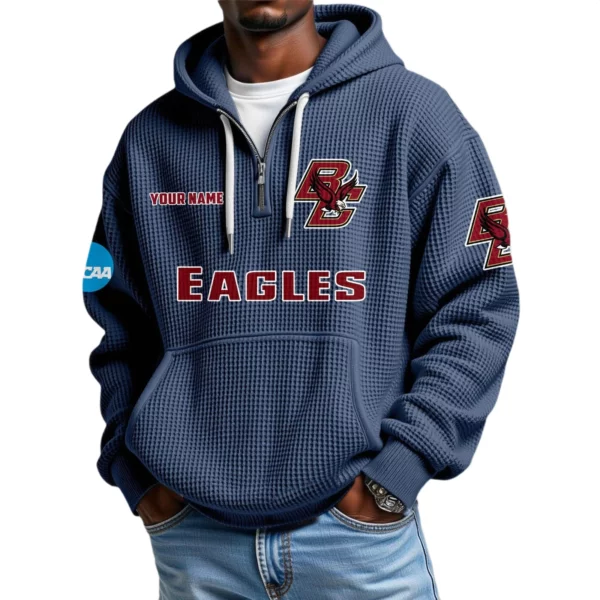 Boston College Eagles Waffle Knit Hoodie Quarter Zip 2026 Limited Customize Name