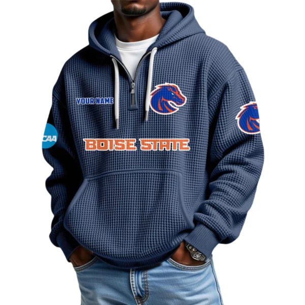 Boise State Broncos Waffle Knit Hoodie Quarter Zip 2026 Limited Customize Name