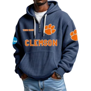 Clemson Tigers Waffle Knit Hoodie Quarter Zip 2026 Limited Customize Name