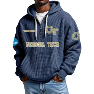 Georgia Tech Yellow Jackets Waffle Knit Hoodie Quarter Zip 2026 Limited Customize Name