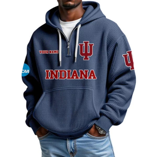 Indiana Hoosiers Waffle Knit Hoodie Quarter Zip 2026 Limited Customize Name