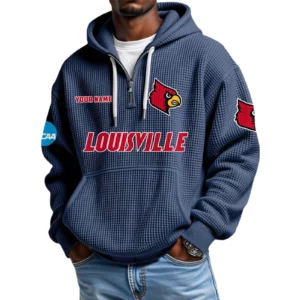 Louisville Cardinals Waffle Knit Hoodie Quarter Zip 2026 Limited Customize Name