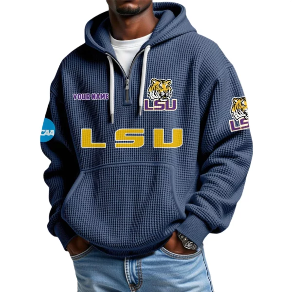 LSU Tigers Waffle Knit Hoodie Quarter Zip 2026 Limited Customize Name