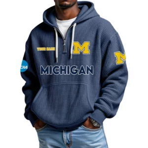 Michigan Wolverines Waffle Knit Hoodie Quarter Zip 2026 Limited Customize Name
