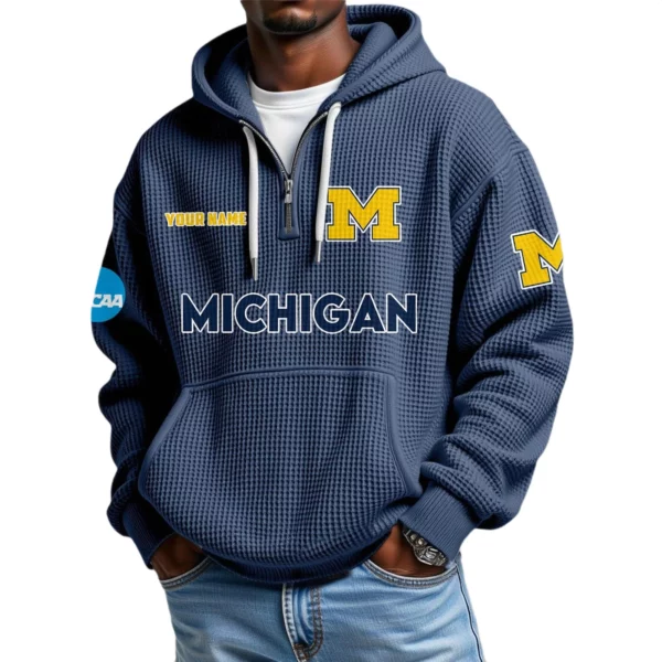 Michigan Wolverines Waffle Knit Hoodie Quarter Zip 2026 Limited Customize Name