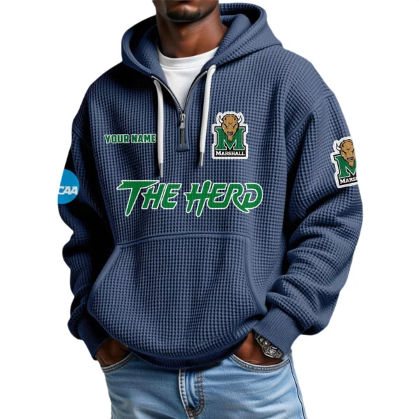 Marshall Thundering Herd Waffle Knit Hoodie Quarter Zip 2026 Limited Customize Name