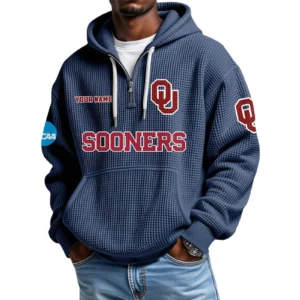 Oklahoma Sooners Waffle Knit Hoodie Quarter Zip 2026 Limited Customize Name