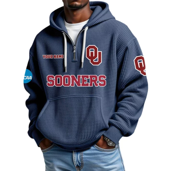 Oklahoma Sooners Waffle Knit Hoodie Quarter Zip 2026 Limited Customize Name
