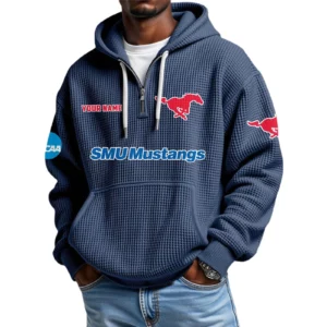 SMU Mustangs Waffle Knit Hoodie Quarter Zip 2026 Limited Customize Name