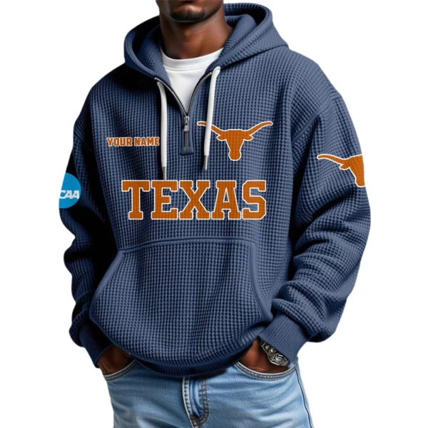 Texas Longhorns Waffle Knit Hoodie Quarter Zip 2026 Limited Customize Name