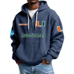 Miami Hurricanes Waffle Knit Hoodie Quarter Zip 2026 Limited Customize Name