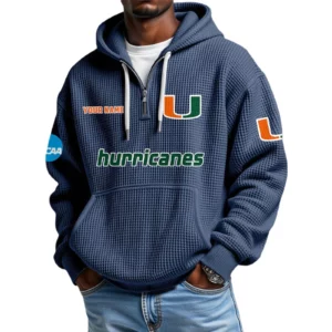 Miami Hurricanes Waffle Knit Hoodie Quarter Zip 2026 Limited Customize Name