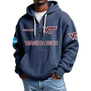 Virginia Tech Hokies Waffle Knit Hoodie Quarter Zip 2026 Limited Customize Name