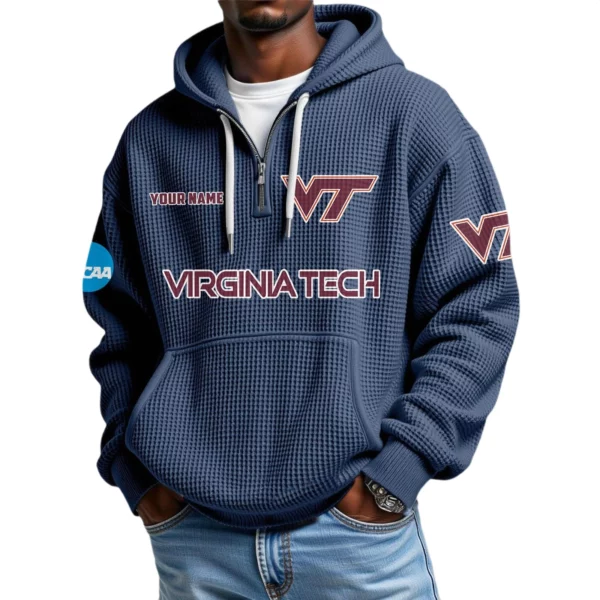 Virginia Tech Hokies Waffle Knit Hoodie Quarter Zip 2026 Limited Customize Name