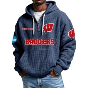 Wisconsin Badgers Waffle Knit Hoodie Quarter Zip 2026 Limited Customize Name