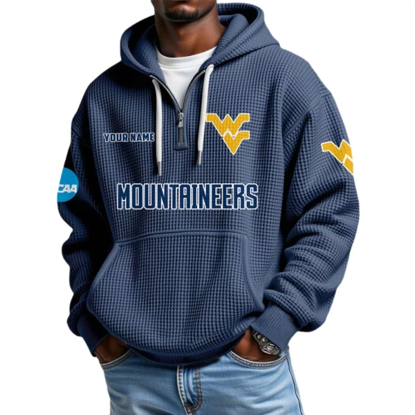West Virginia Mountaineers Waffle Knit Hoodie Quarter Zip 2026 Limited Customize Name