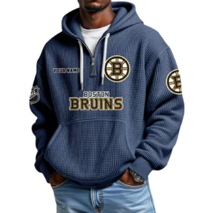 Boston Bruins Waffle Knit Hoodie Quarter Zip 2026 Limited Personalize Name
