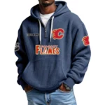 Calgary Flames Waffle Knit Hoodie Quarter Zip 2026 Limited Personalize Name