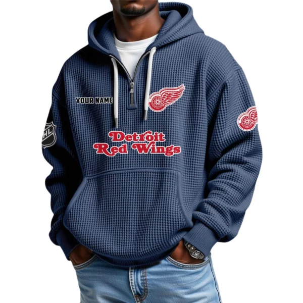 Detroit Red Wings Waffle Knit Hoodie Quarter Zip 2026 Limited Personalize Name
