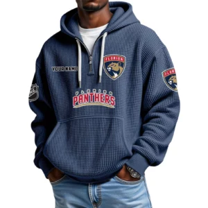 Florida Panthers Waffle Knit Hoodie Quarter Zip 2026 Limited Personalize Name
