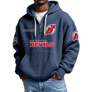 New Jersey Devils Waffle Knit Hoodie Quarter Zip 2026 Limited Personalize Name