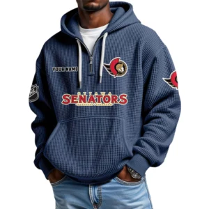 Ottawa Senators Waffle Knit Hoodie Quarter Zip 2026 Limited Personalize Name